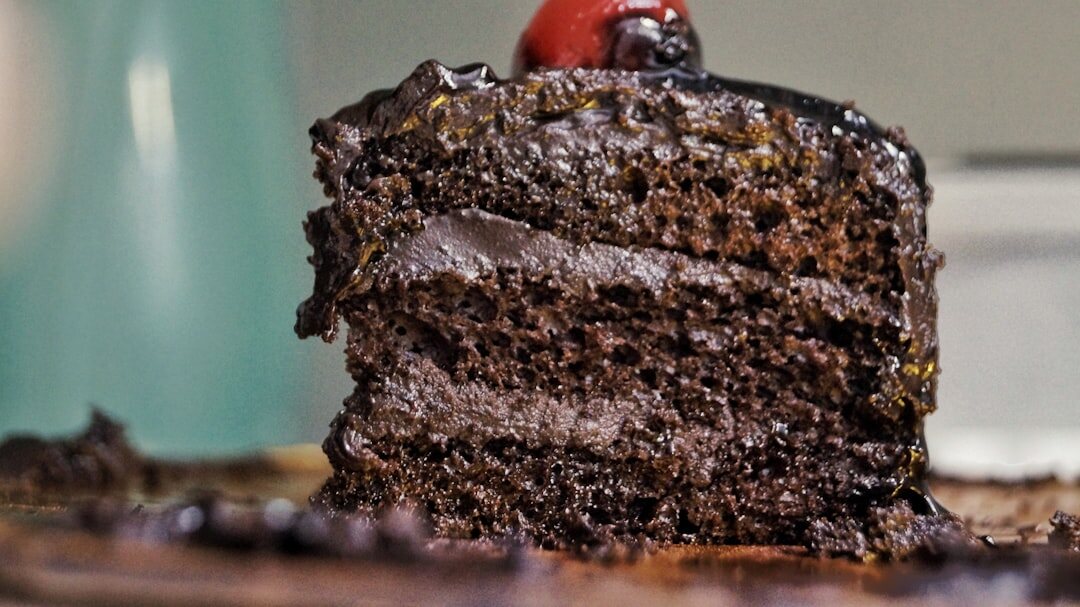 homemade chocolate cake slice