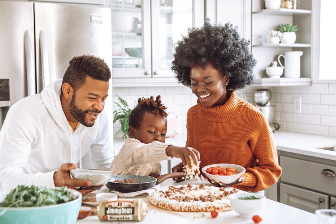 family eating healthy meal